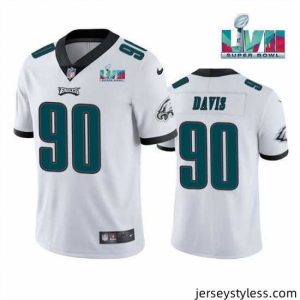 Stunning Toddler Philadelphia Eagles 90 Jordan Davis White Super Bowl LVII Patch Vapor Untouchable Limited Stitched Jersey