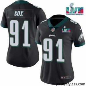 Fantastic Toddler Philadelphia Eagles 91 Fletcher Cox Black Super Bolw LVII Patch Vapor Untouchable Limited Stitched Football Jersey
