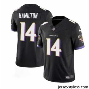 Premium Men's Baltimore Ravens #14 Kyle Hamilton Black 2023 F.U.S.E. Vapor Limited Stitched Jersey