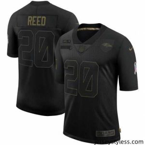 Premium Men's Baltimore Ravens #20 Ed Reed Black Nike 2020 Salute To Service Limited Jersey