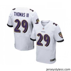 Premium Mens Baltimore Ravens 29 Earl Thomas III Elite White Football Jersey