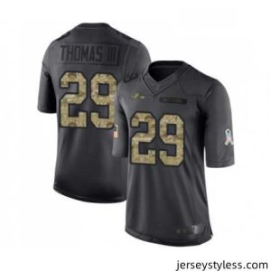 Unique Mens Baltimore Ravens 29 Earl Thomas III Limited Black 2016 Salute to Service Football Jersey