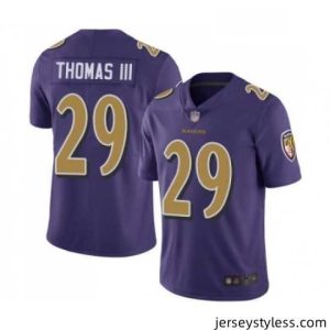 Premium Mens Baltimore Ravens 29 Earl Thomas III Limited Purple Rush Vapor Untouchable Football Jersey
