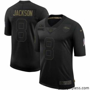 Gorgeous Men's Baltimore Ravens #8 Lamar Jackson Black Nike 2020 Salute To Service Limited Jersey