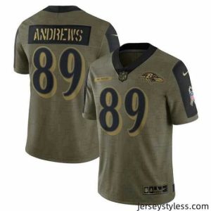 Premium Men's Baltimore Ravens Mark Andrews Nike Olive 2021 Salute To Service Limited Player Jersey