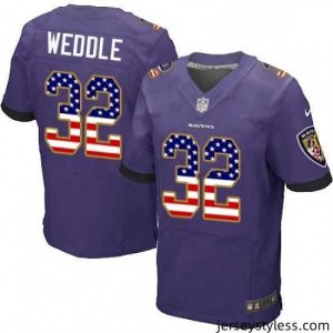 Impressive Mens Nike Baltimore Ravens 32 Eric Weddle Elite Purple Home USA Flag Fashion NFL Jersey