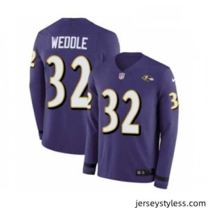 Stylish Mens Nike Baltimore Ravens 32 Eric Weddle Limited Purple Therma Long Sleeve NFL Jersey