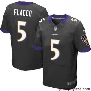Stylish Mens Nike Baltimore Ravens 5 Joe Flacco Elite Black Alternate NFL Jersey