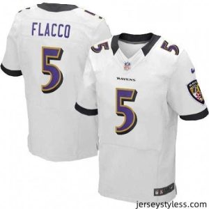 Gorgeous Mens Nike Baltimore Ravens 5 Joe Flacco Elite White NFL Jersey
