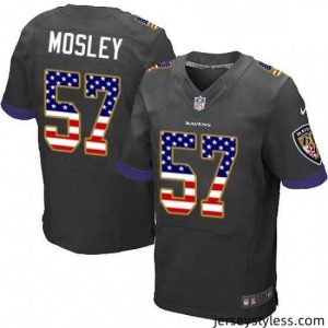 Stunning Mens Nike Baltimore Ravens 57 CJ Mosley Elite Black Alternate USA Flag Fashion NFL Jersey