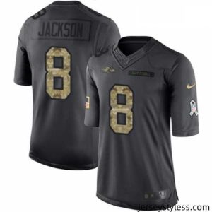 Premium Mens Nike Baltimore Ravens 8 Lamar Jackson Limited Black 2016 Salute to Service NFL Jersey