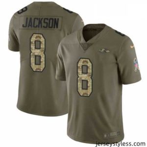 Unique Mens Nike Baltimore Ravens 8 Lamar Jackson Limited OliveCamo Salute to Service NFL Jersey