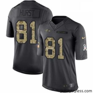 Premium Mens Nike Baltimore Ravens 81 Hayden Hurst Limited Black 2016 Salute to Service NFL Jersey