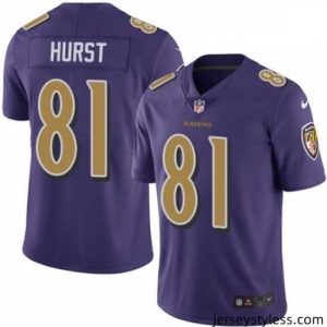 Premium Mens Nike Baltimore Ravens 81 Hayden Hurst Limited Purple Rush Vapor Untouchable NFL Jersey