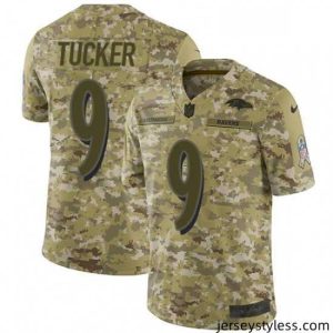 Premium Mens Nike Baltimore Ravens 9 Justin Tucker Limited Camo 2018 Salute to Service NFL Jersey