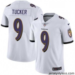 Stylish Mens Nike Baltimore Ravens 9 Justin Tucker White Vapor Untouchable Limited Player NFL Jersey