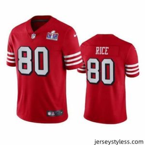 Fantastic Nike 49ers 80 Jerry Rice Red Rush Stitched NFL Vapor Untouchable Limited 2024 Super Bowl LVIII Jersey