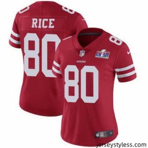 Gorgeous Nike 49ers 80 Jerry Rice Red Team Color Stitched NFL Vapor Untouchable Limited 2024 Super Bowl LVIII Jersey