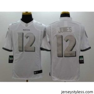 Stunning Nike Baltimore Ravens 12 Jacoby Jones White Game Platinum NFL Jersey