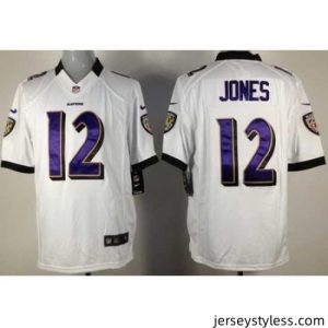 Gorgeous Nike Baltimore Ravens 12 Jacoby Jones White Limited NFL Jersey