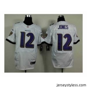 Unique Nike Baltimore Ravens 12 Jacoby Jones white Elite NFL Jersey