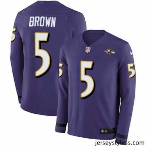 Fantastic Nike Baltimore Ravens 15 Marquise Brown Purple Team Color Stitched NFL Limited Therma Long Sleeve Jersey