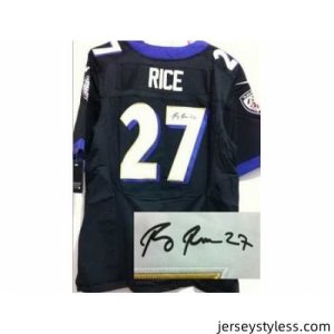 Gorgeous Nike Baltimore Ravens 27 Ray Rice Black Elite Signed NFL Jersey