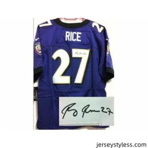 Stylish Nike Baltimore Ravens 27 Ray Rice Purple Elite Signed NFL Jersey
