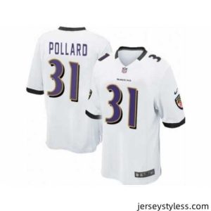Premium Nike Baltimore Ravens 31 Bernard Pollard White Game NFL Jersey