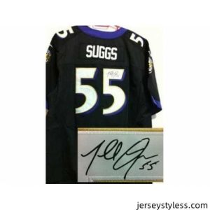 Stunning Nike Baltimore Ravens 55 Terrell Suggs Black Elite Signed NFL Jersey