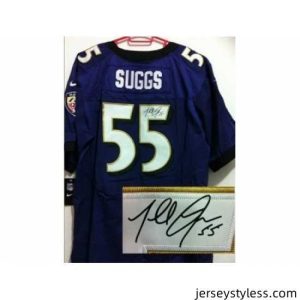 Impressive Nike Baltimore Ravens 55 Terrell Suggs Purple Elite Signed NFL Jersey