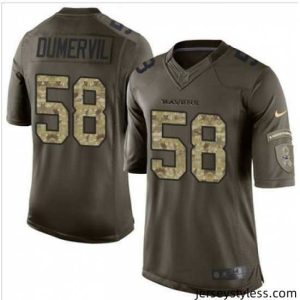Premium Nike Baltimore Ravens #58 Elvis Dumervil GreenI 27s Stitched NFL Limited Salute to Service Jersey