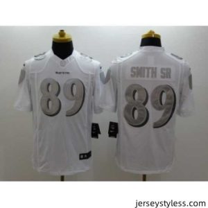 Impressive Nike Baltimore Ravens 89 Steve Smith Sr White Game Platinum NFL Jersey