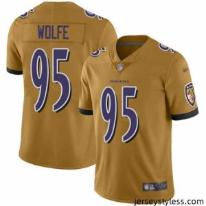 Stunning Nike Baltimore Ravens 95 Derek Wolfe Gold Stitched NFL Limited Inverted Legend Jersey