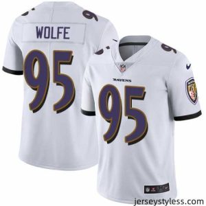 Gorgeous Nike Baltimore Ravens 95 Derek Wolfe White Stitched NFL Vapor Untouchable Limited Jersey