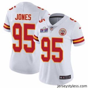 Gorgeous Nike Chiefs 95 Chris Jones White Bound Stitched NFL Vapor Untouchable Limited 2024 Super Bowl LVIII Jersey
