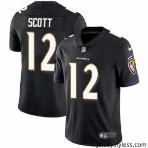 Premium Nike Ravens #12 Jaleel Scott Black Alternate Mens Stitched NFL Vapor Untouchable Limited Jersey