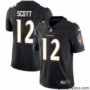 Stylish Nike Ravens 12 Jaleel Scott Black Vapor Untouchable Limited Jersey