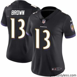 Stunning Nike Ravens #13 John Brown Black Alternate Womens Stitched NFL Vapor Untouchable Limited Jersey