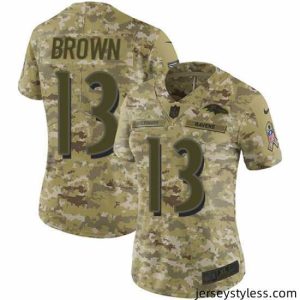 Amazing Nike Ravens #13 John Brown Camo Stitched NFL Limited 2018 Salute to Service Jersey