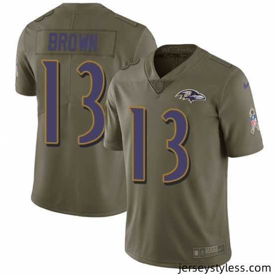 Nike-Ravens-13-John-Brown-Olive-Youth-Stitched-NFL-Limited-2017-Salute-to-Service-Jersey-593738_21761_550X550