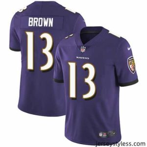 Stylish Nike Ravens #13 John Brown Purple Team Color Mens Stitched NFL Vapor Untouchable Limited Jersey
