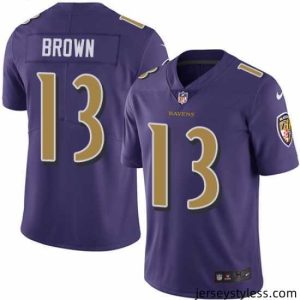 Premium Nike Ravens #13 John Brown Purple Stitched NFL Limited Rush Jersey
