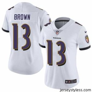 Impressive Nike Ravens #13 John Brown White Womens Stitched NFL Vapor Untouchable Limited Jersey