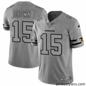 Impressive Nike Ravens 15 Marquise Brown 2019 Gray Gridiron Gray Vapor Untouchable Limited Jersey