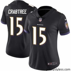 Unique Nike Ravens #15 Michael Crabtree Black Alternate Womens Stitched NFL Vapor Untouchable Limited Jersey