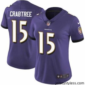 Fantastic Nike Ravens #15 Michael Crabtree Purple Team Color Womens Stitched NFL Vapor Untouchable Limited Jersey
