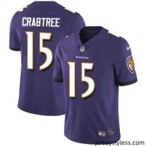 Stylish Nike Ravens #15 Michael Crabtree Purple Team Color Stitched NFL Vapor Untouchable Limited Jersey