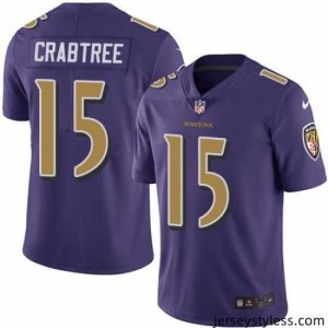Amazing Nike Ravens #15 Michael Crabtree Purple Stitched NFL Limited Rush Jersey