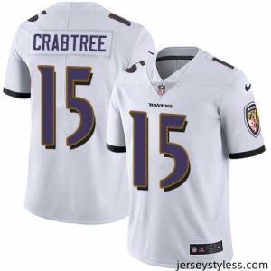 Gorgeous Nike Ravens #15 Michael Crabtree White Mens Stitched NFL Vapor Untouchable Limited Jersey